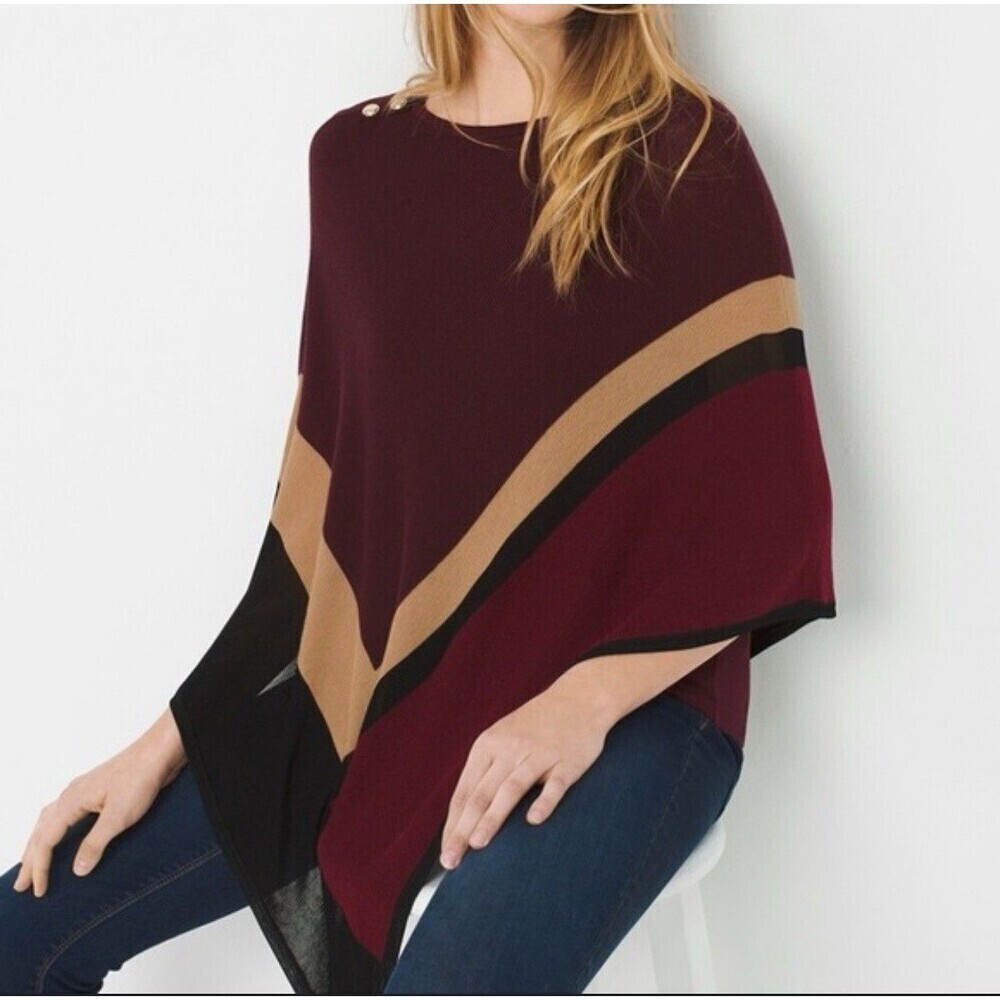 White House Black Market Colorblock Poncho Size Small